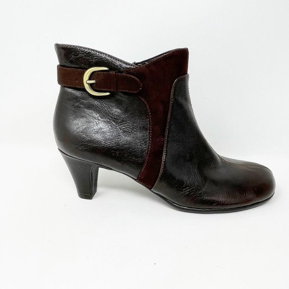 Aerosoles Womens Brown Vegan Leather Side Zip Bootie Size 7 - Picture 1 of 13
